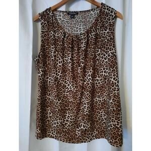 Roz & Ali Sleeveless Animal Print Blouse XL